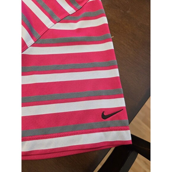 Mens Nike Golf Performance Dri Fit Hot Pink Grey Striped Polo Shirt XL Swoosh - Picture 2 of 9